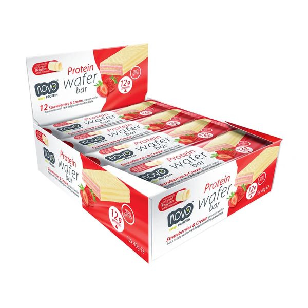 Produktbild von Novo Nutrition Protein Wafer Bar 12 x 40g Strawberries & Cream