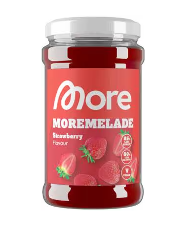 Produktbild von More Nutrition Moremelade Fruchtaufstrich 240 g Glas mit Erdbeer Geschmack