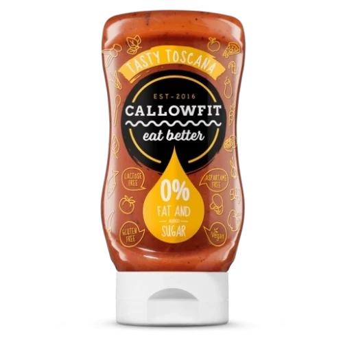 Produktbild von der kalorienarme sauce mit von callowfit mit der Geschmacksrichtung tasty toscana