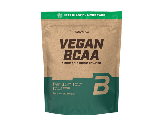 BioTech Vegan BCAA mit 360 Gramm Inhalt und geschmacksrichtung Peach Ice Tea