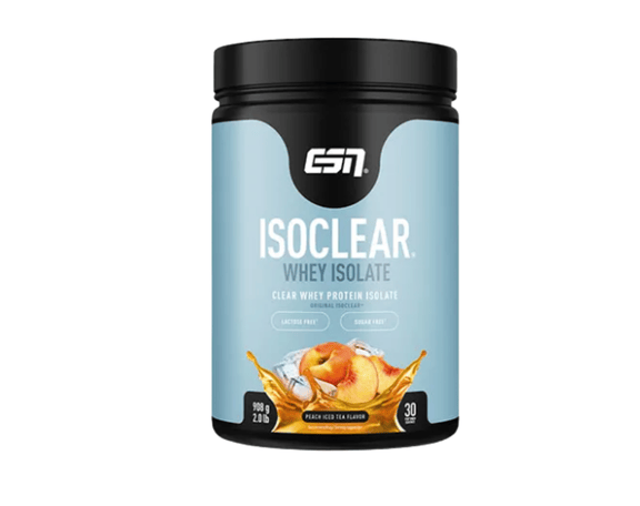 esn isoclear whey isolate geschmacksrichtung pfirsich ice tee 908 gramm inhalt