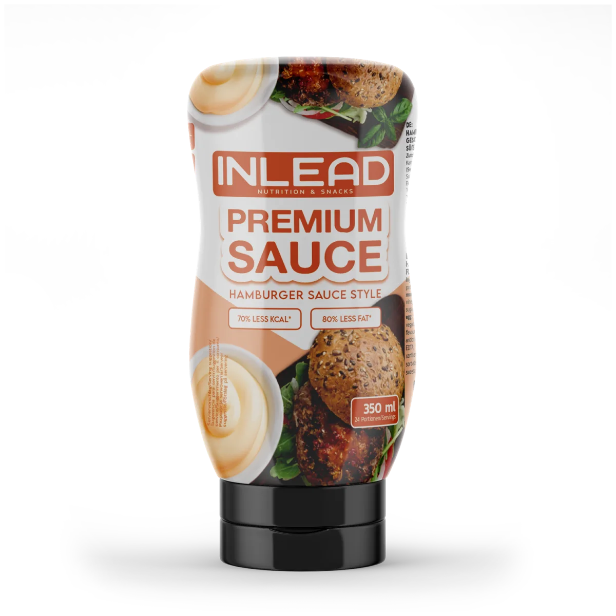 Produktbild der kolrienarmen sauce von inlead - Die Premium sauce mit 350ml Inhalt und der Geschmacksrichtung hamburger Sauce