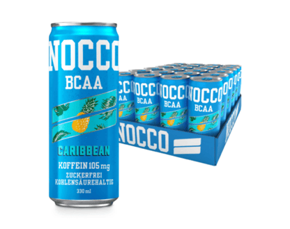 nocco bcaa drink geschmacksrichtung carribean mit 105g koffein, kohlensäurehaltig
